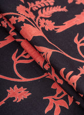 Cotton Flex Zed Black Color Floral Pattern Natural Print Fabric.